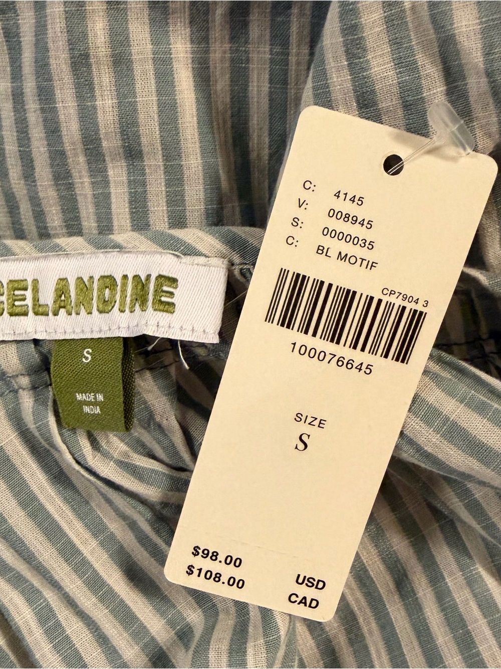 Celandine for Anthropologie Blue & White Striped Cotton Summer Dress - Picture 9 of 13